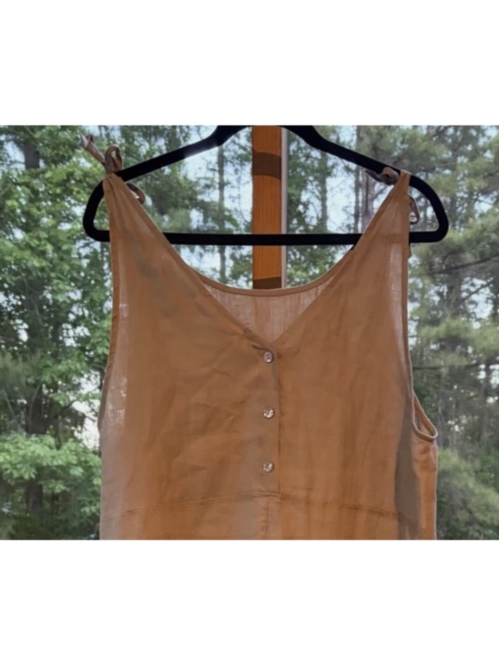 LINTICO 100% Linen Camisole Dress QEARL XL Beach Boho Coastal Minimalist Tan - Picture 9 of 15